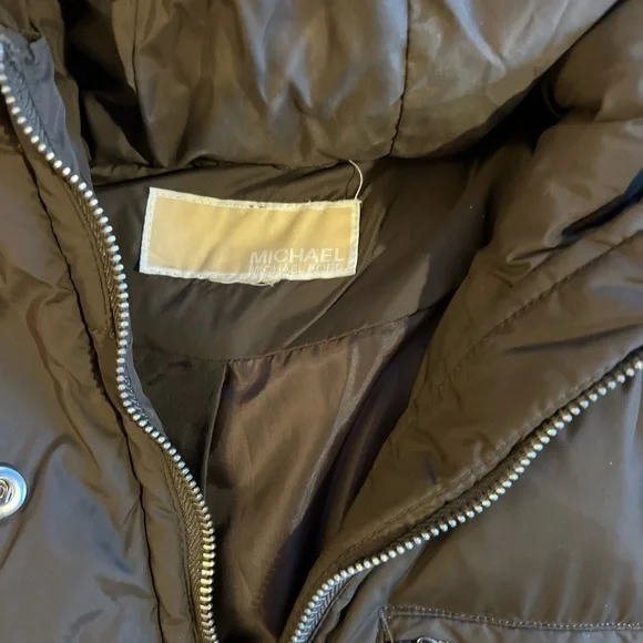 Michael Kors Brown Puffer Maxi Coat with Fur Hood - Picture 3 of 3